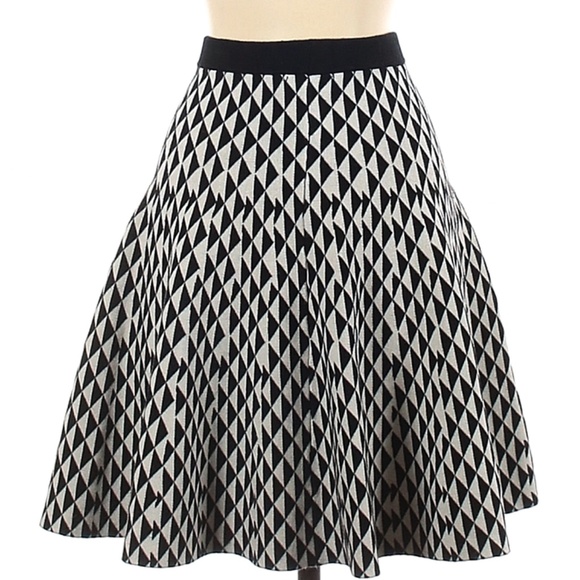 Carmen by Carmen Marc Valvo Mixed Diamond  Flared Skirt Sz S - Picture 1 of 6